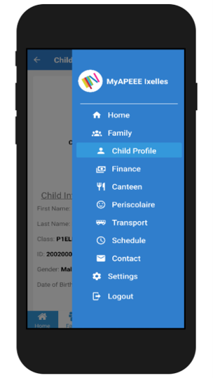 Child profile side-menu on Android