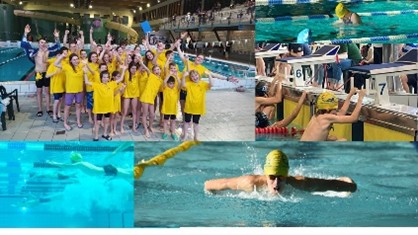 Collage de petites photos de l'équipe ESB Octopus dans la piscine