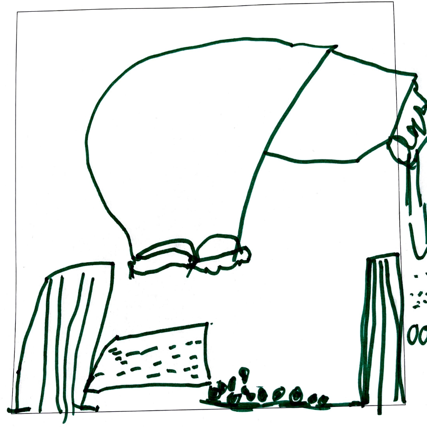 Drawing of roadworks and an excavator